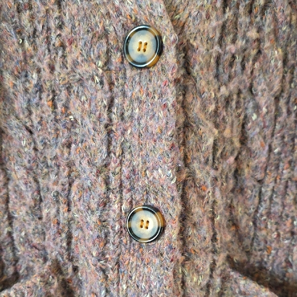 Forever 21 Cozy Brown/Light Purple Cable Knit Cardigan Sweater Size: Medium - Picture 3 of 8